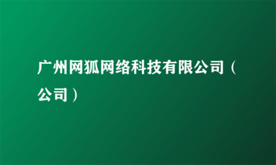 广州网狐网络科技有限公司(公司)